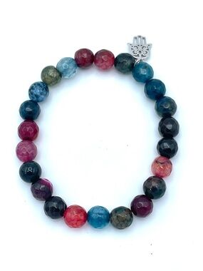 Boho Multicolor Gemstone Hamsa Bracelet | Spiritual Protection Jewelry